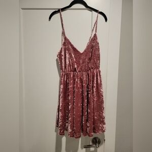 Rose Crushed Velvet Dress